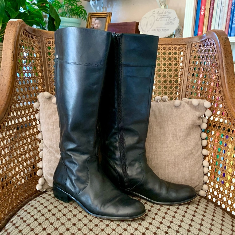 Corso Como Black Italian Leather Riding Boots Size 6.5 Wide